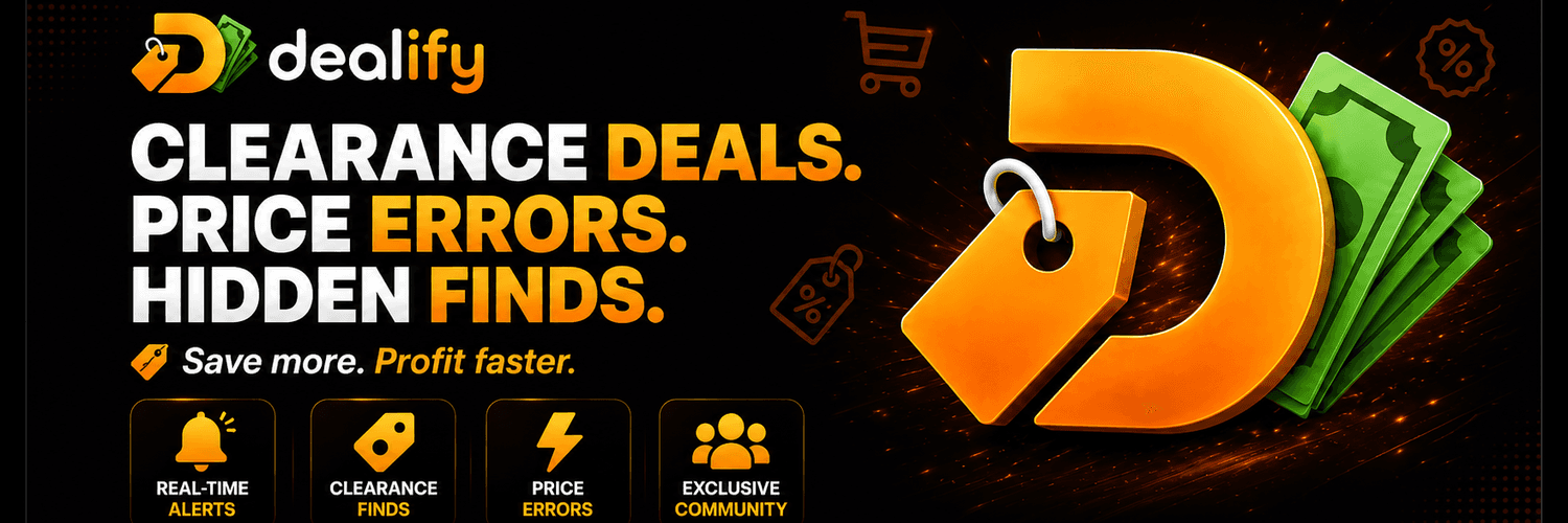 Dealify. Clearance deals, price errors, hidden finds. Save more, profit faster.